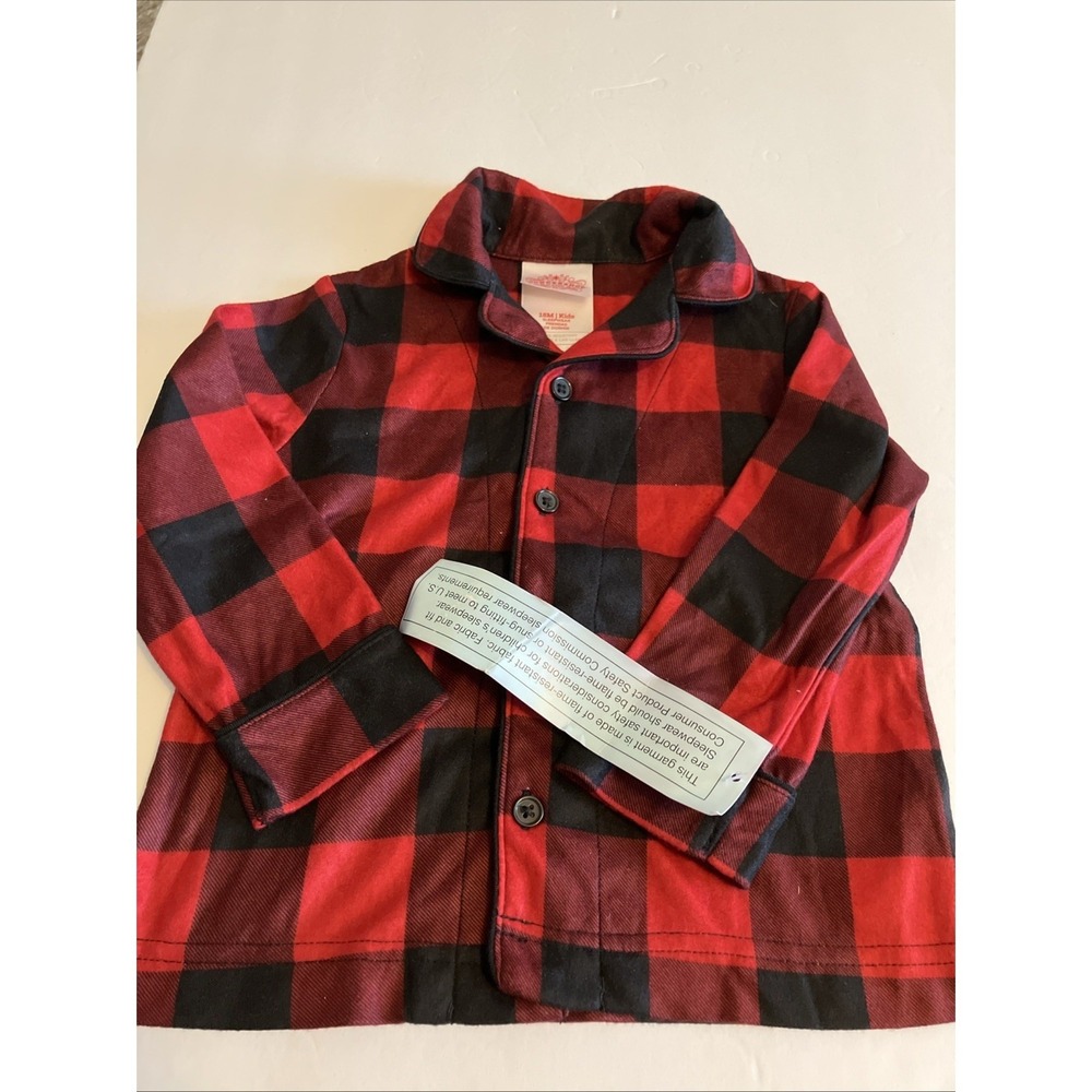 pajama 18m Wondershop Holiday Red Black Plaid sleepwear Top ONLY Button Up C605